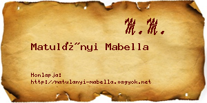 Matulányi Mabella névjegykártya